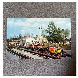 Vintage Pleasure Island Wakefield MA Postcard Horseless Carriages 1911 Cadillacs